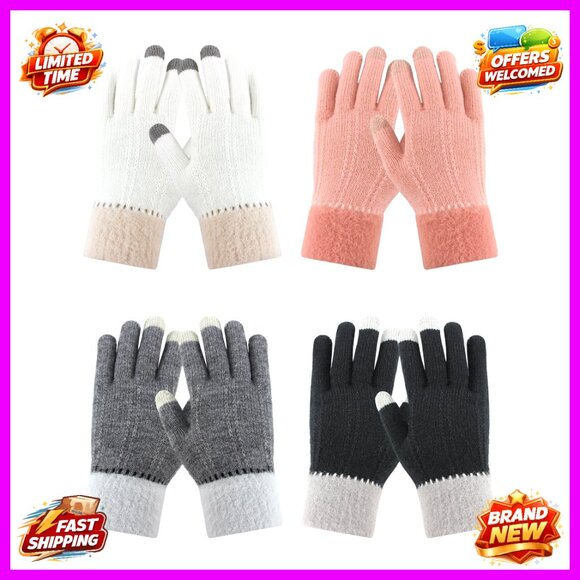 Accessories - 4 Pairs Fleece Lined Touchscreen Winter Gloves for Women, Windproof & Warm